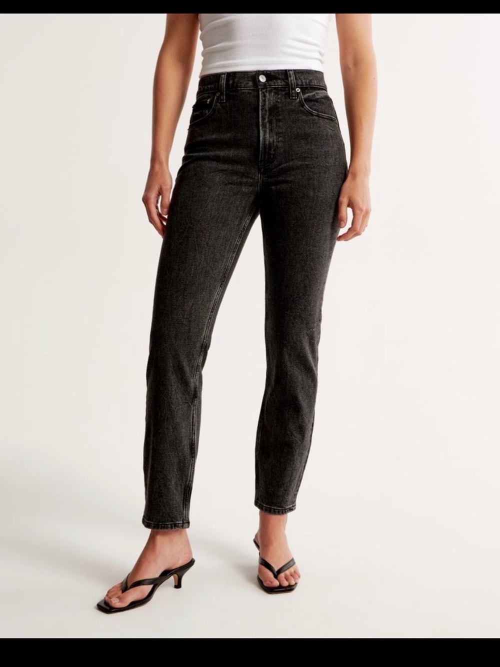 Abercrombie & Fitch the mom High-Rise Straight Leg Jeans - Black